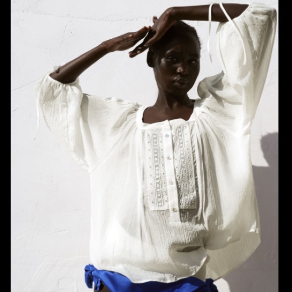 Zara Tops - Zara Pintuck Oversized Cotton Blouse.